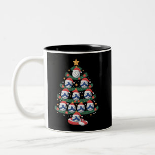 Volleyball-Weihnachtsbaum-Lichter Sportler  Zweifarbige Tasse