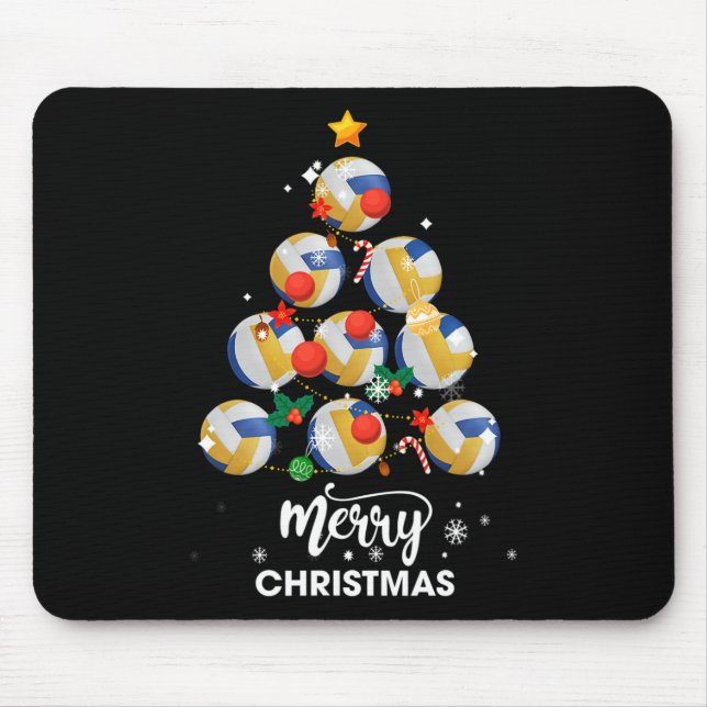 Volleyball Weihnachtsbaum Weihnachtsgeschenk Mousepad (Vorne)