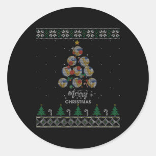 Volleyball Weihnachtsbaum Weihnachtsgeschenk Runder Aufkleber