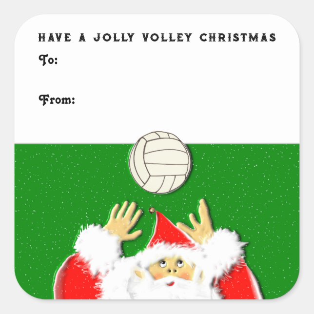 Volleyball Weihnachtsgeschenk Quadratischer Aufkleber (Vorderseite)