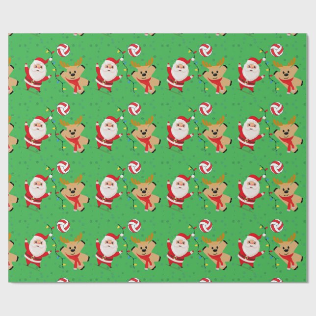 Volleyball Weihnachtsmann Geschenkpapier (Flach)