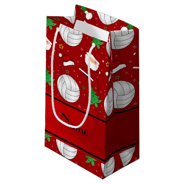 Volleyball-Weihnachtsmuster des individuellen Kleine Geschenktüte (Vorderseite Schrägansicht)