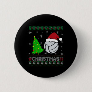 Volleyball Xmas Tree Lighting Ugly Christmas Sweat Button