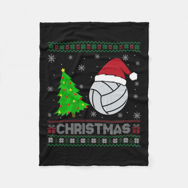 Volleyball Xmas Tree Lighting Ugly Christmas Sweat Fleecedecke (Vorderseite)