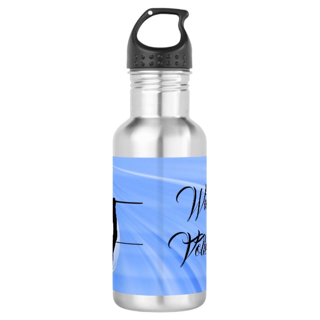 Volleyball Zwei Spieler im Netz personalisiert Edelstahlflasche (Vorderseite)