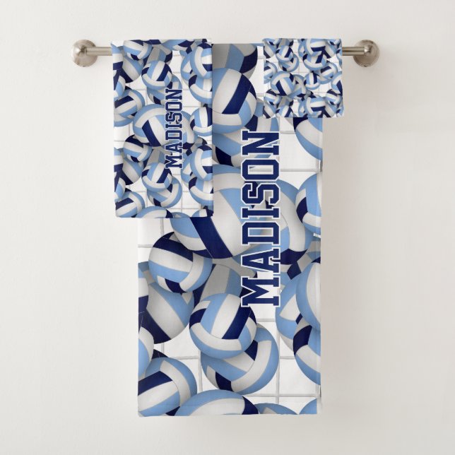 Volleyballathletin Name Marine hellblau Badhandtuch Set (Insitu)