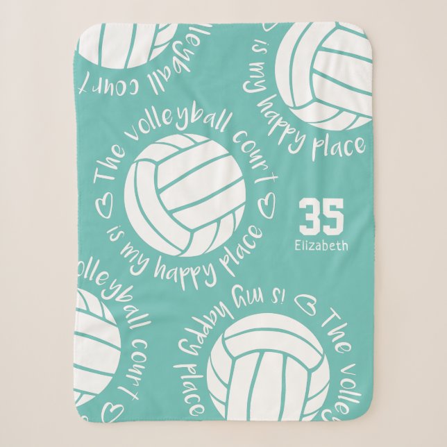 Volleyballfeld mein glücklicher Ort mädchenhafte T Sherpadecke (Vorderseite)