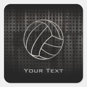 Volleyballl; Cool Schwarz Quadratischer Aufkleber