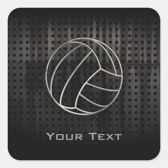 Volleyballl; Cool Schwarz Quadratischer Aufkleber (Vorderseite)