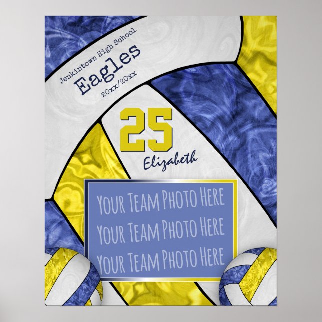 Volleyballmannschaft der blauen Mädels Foto Poster (Vorne)