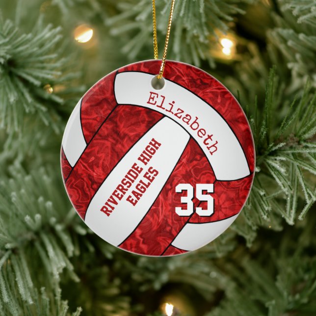 Volleyballmannschaft für Rote Weiße Keramik Ornament (Baum)