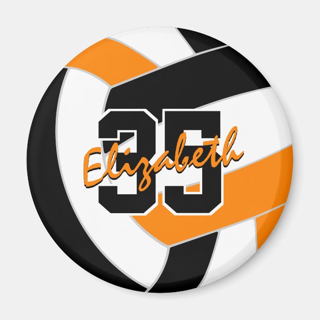 Volleyballmannschaft in schwarz-orange Farben Gesc Magnet (Vorne)