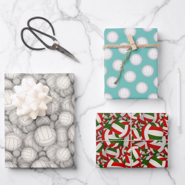 Volleyballmuster Weihnachten oder jede Gelegenheit Geschenkpapier Set (Vorderseite)
