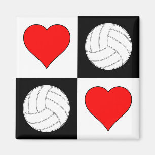 Volleyballs & Hearts Pattern Decorative Magnet