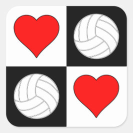 Volleyballs & Herz Niedliches Muster Quadratischer Aufkleber