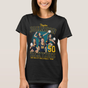 Volleyballspieler Benutzerdefiniertes Foto Retro B T-Shirt
