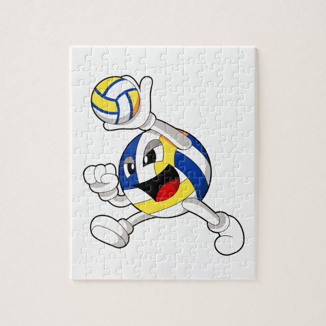 Volleyballspieler mit Volleyball (Vertikal)