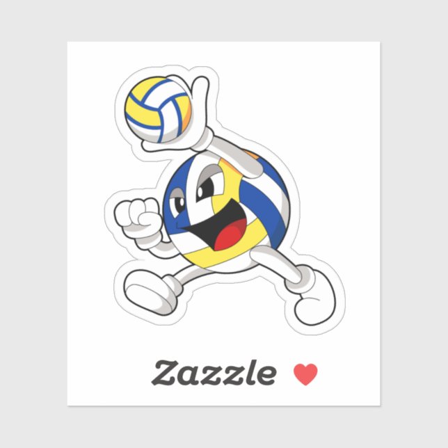 Volleyballspieler mit Volleyball Aufkleber (Blatt)