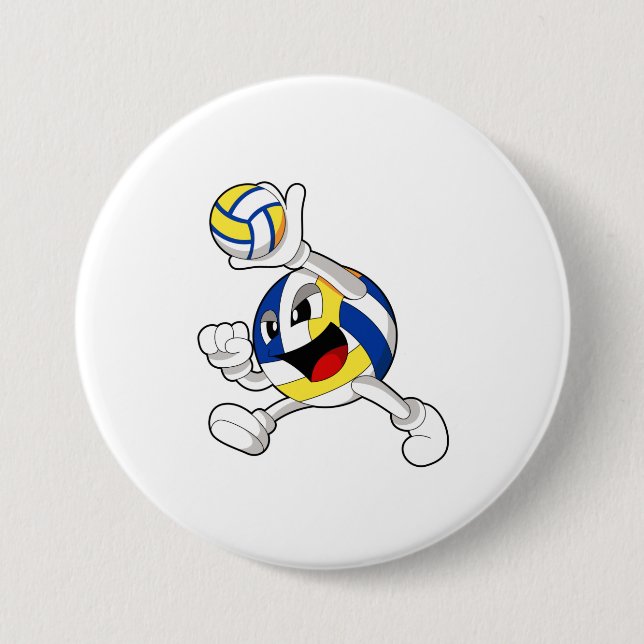 Volleyballspieler mit Volleyball Button (Vorderseite)