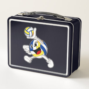 Volleyballspieler mit Volleyball Metall Brotdose