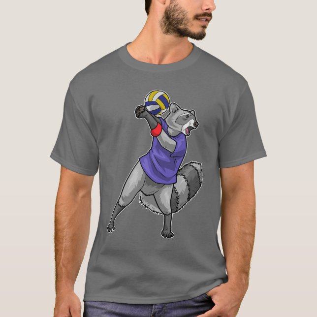 Volleyballspieler Racoon Volleyball Volleyball T-Shirt (Vorderseite)