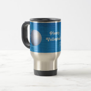 Volleyballspieler Silhouette und Ball personalisie Reisebecher