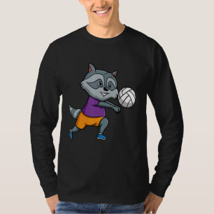 Volleyballspieler Spike Netz Volleyball Waschbär W T-Shirt