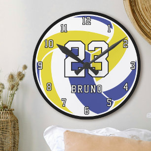 Volleyballspieler Sportball Name und Trikotnummer Runde Wanduhr