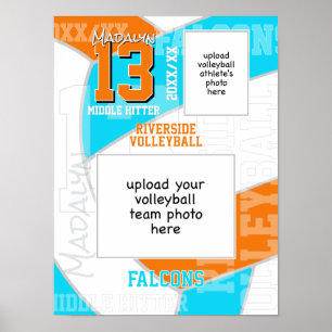 Volleyballspieler + Teamfoto in beliebigen Teamfar Poster