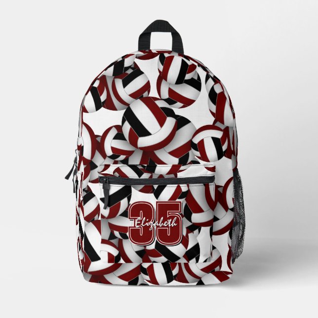 Volleyballsportmuster Maroon schwarze Mannschaftsf Bedruckter Rucksack (Vorderseite)