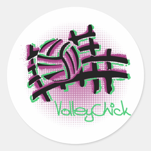 VolleyChick Netzo Runder Aufkleber (Vorderseite)