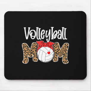 Volleyll Mama Leopard Messy Bun Game Day Funny Mot Mousepad