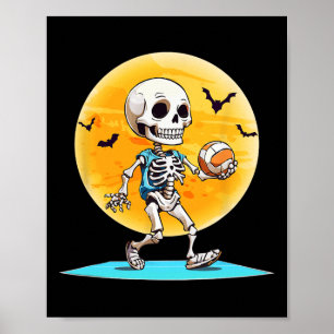 Volleyll Skelett Gruseliger Volleyll Spieler Hallo Poster