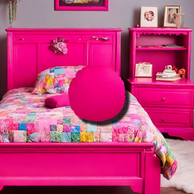 Vollfarbenrosa Rundes Kissen (Von Creator hochgeladen)