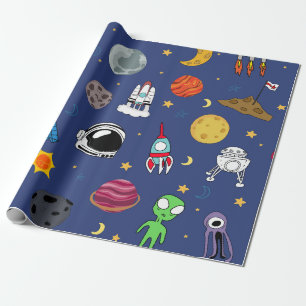 Vollfarbige Invasion des Weltraums  Geschenkpapier