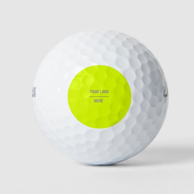 Vollfarbiges fluoreszierendes Gelb - Ihr Logo Golfball (Vorderseite)