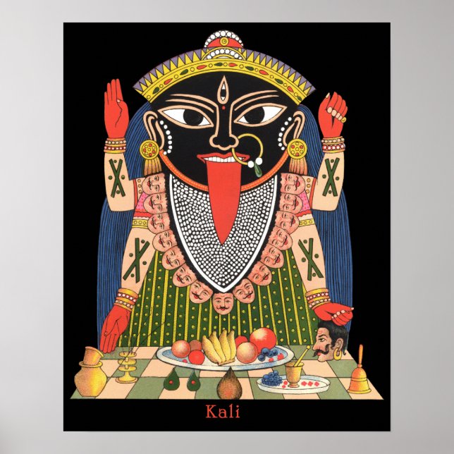 Vollfarbiges Poster der hinduistischen Göttin Kali (Vorne)