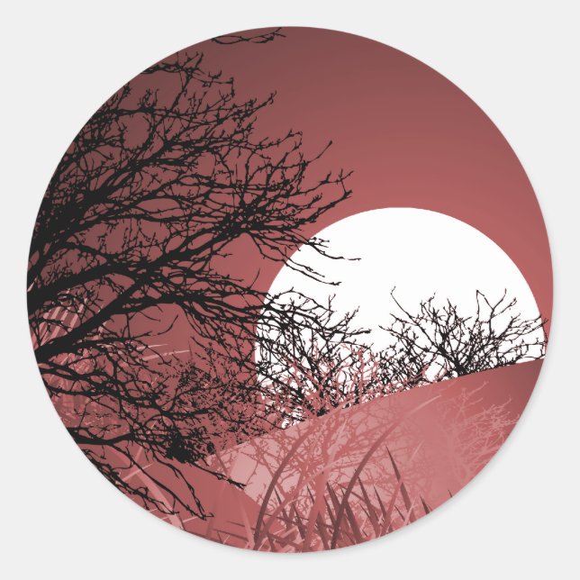 VOLLFELDMOON - ROT RUNDER AUFKLEBER (Vorderseite)