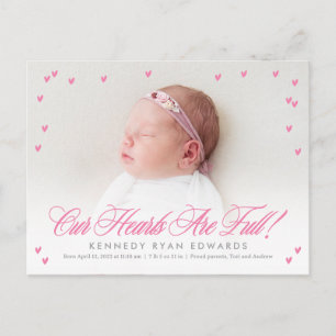 Vollherzige Geburtshilfeverkündung für Baby Postca Postkarte