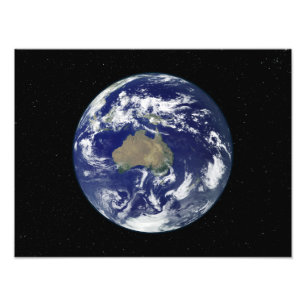 Völlig beleuchtete Erde zentrierte auf Australien Fotodruck