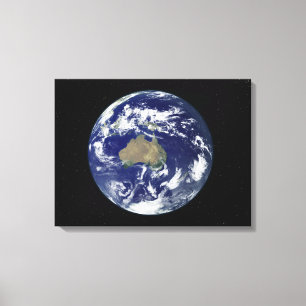 Völlig beleuchtete Erde zentrierte auf Australien Leinwanddruck