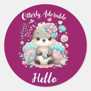 Völlig entzückender süßer Kawaii-Otter Runder Aufkleber