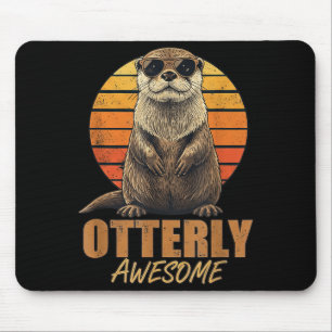 Völlig großartiger Retro-Sonnenuntergang-Seeotter- Mousepad