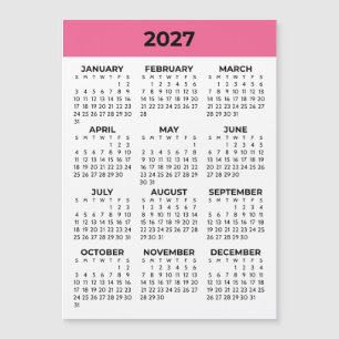 Volljahresansicht 2027 Hellrosa Magnetkalender Magnetkarte