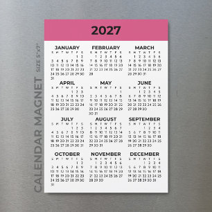 Volljahresansicht 2027 Himbeer Magnetkalender Magnetkarte