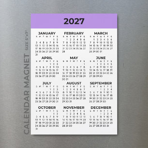 Volljahresansicht 2027 Lavendel Magnetkalender Magnetkarte