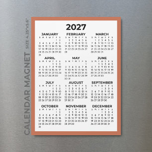 Volljahresansicht 2027 Magnetkalender Terrakotta Magnetkarte