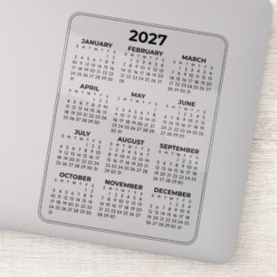 Volljahresansicht 2027 Minimaler Kalender Laptop Aufkleber