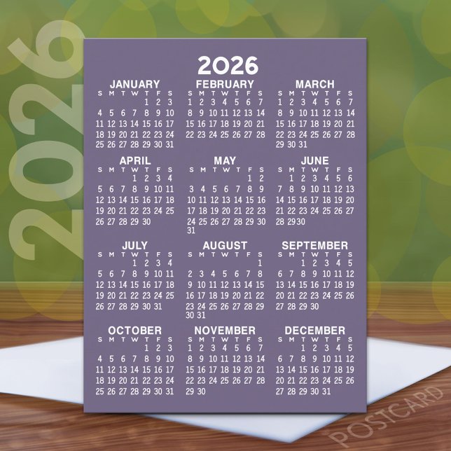 Volljähriger Ansichtskalender - Basishöchstbetrag Postkarte (2026 Calendar Postcard)