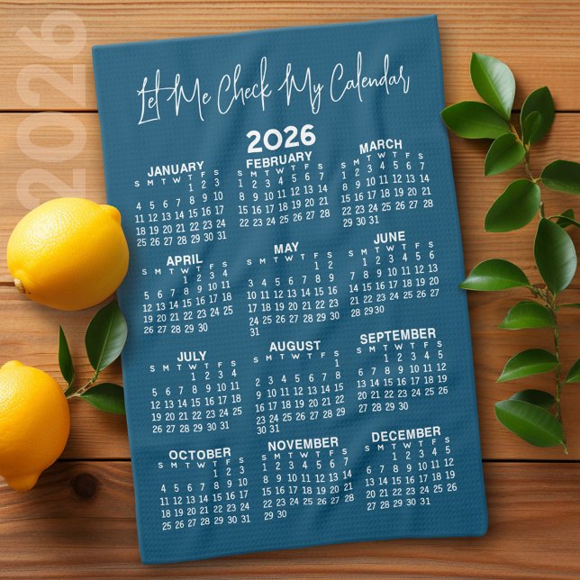 Volljähriger Kalender - Karo Gelassen Geschirrtuch (2026 Calendar)